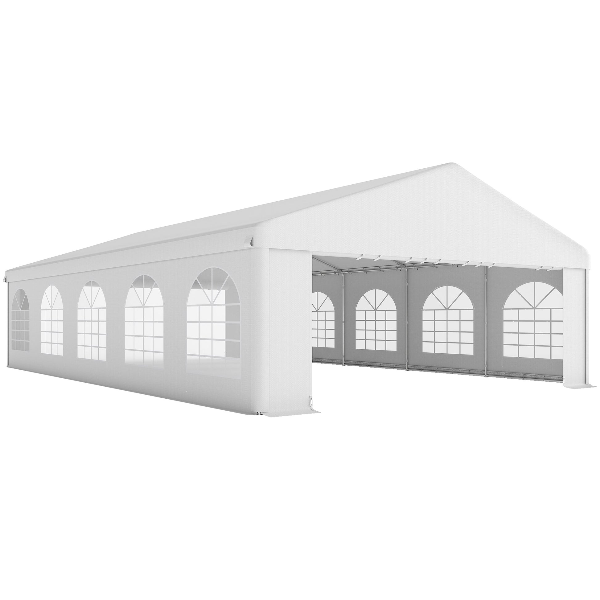 Garden Gazebo 10x6m Foldable Steel and Polyester, Tent for Parties with Removable Walls and PVC Windows, White
