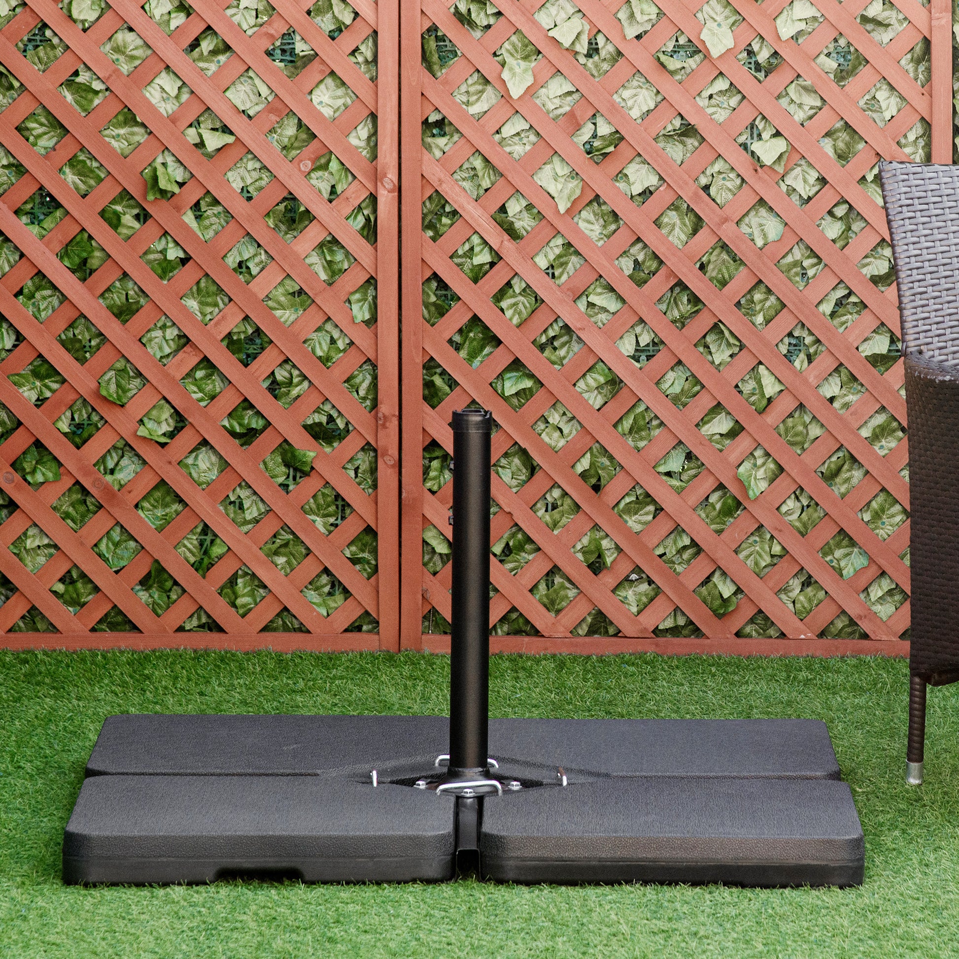 4-Piece Umbrella Base Weight Square Fillable with Water 60 kg Sand 70 kg or Mixed 80 kg for Cross Base Black