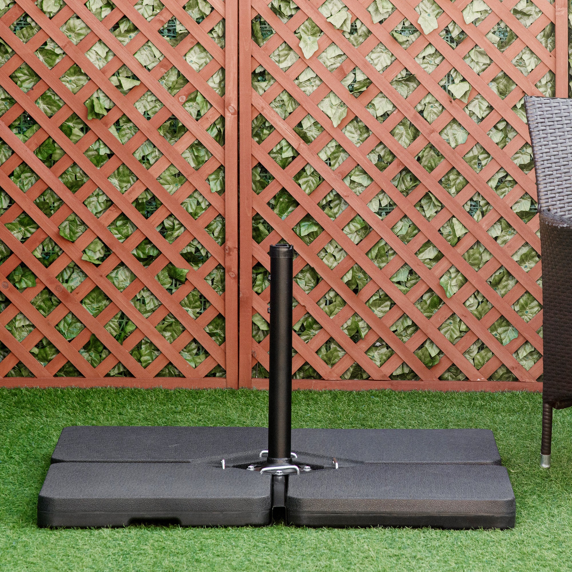 4-Piece Umbrella Base Weight Square Fillable with Water 60 kg Sand 70 kg or Mixed 80 kg for Cross Base Black