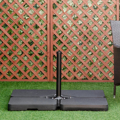 4-Piece Umbrella Base Weight Square Fillable with Water 60 kg Sand 70 kg or Mixed 80 kg for Cross Base Black
