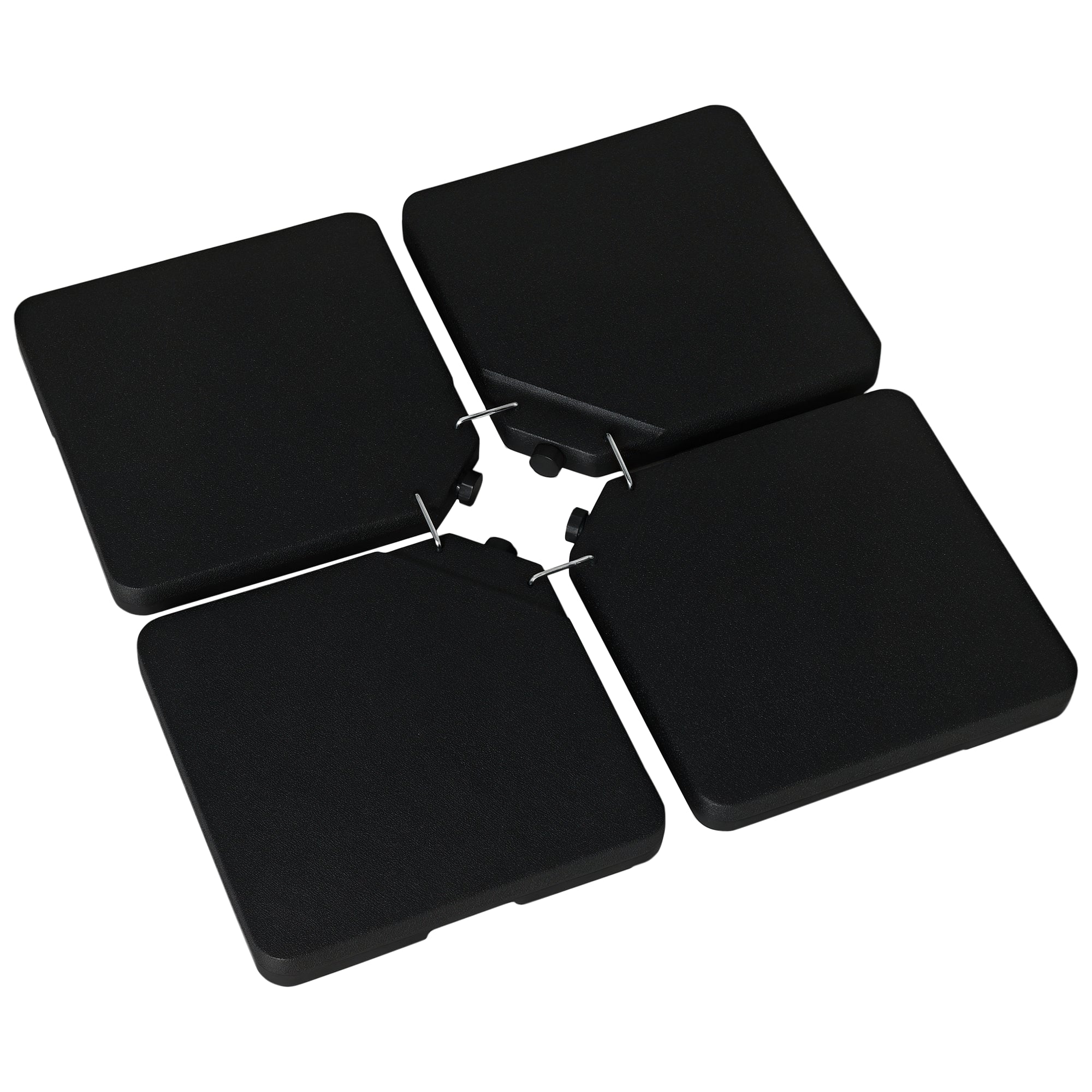4-Piece Umbrella Base Weight Square Fillable with Water 60 kg Sand 70 kg or Mixed 80 kg for Cross Base Black