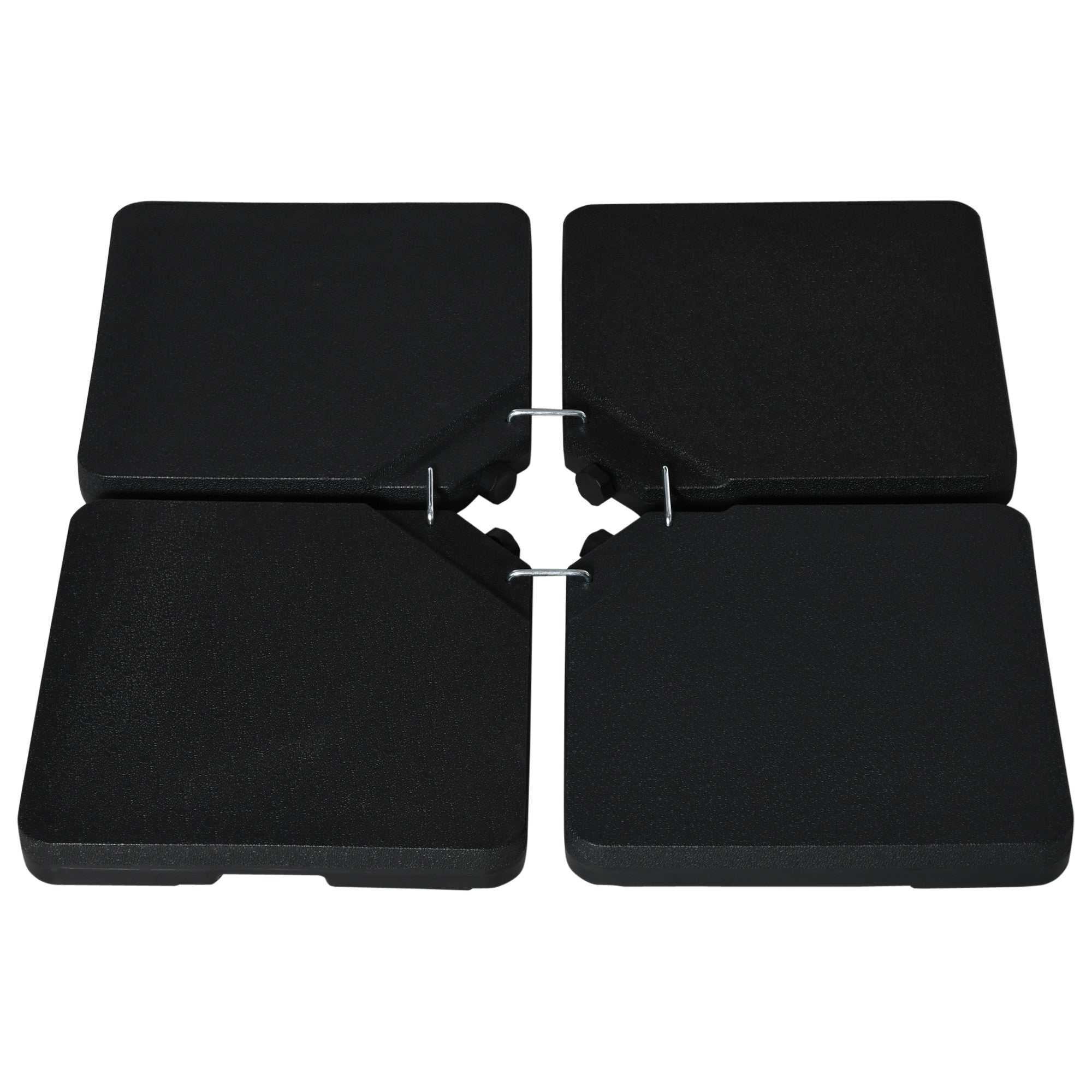4-Piece Umbrella Base Weight Square Fillable with Water 60 kg Sand 70 kg or Mixed 80 kg for Cross Base Black