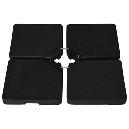 4-Piece Umbrella Base Weight Square Fillable with Water 60 kg Sand 70 kg or Mixed 80 kg for Cross Base Black