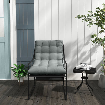 Garden Armchair with Thick Seat Cushion Lounge Chair with Armrest, Supports up to 120 kg, for Garden, Balcony, Gray