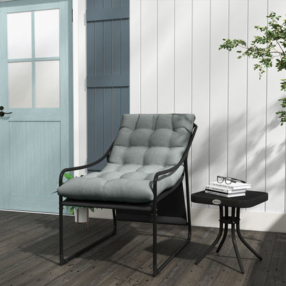 Garden Armchair with Thick Seat Cushion Lounge Chair with Armrest, Supports up to 120 kg, for Garden, Balcony, Gray