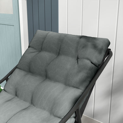 Garden Armchair with Thick Seat Cushion Lounge Chair with Armrest, Supports up to 120 kg, for Garden, Balcony, Gray