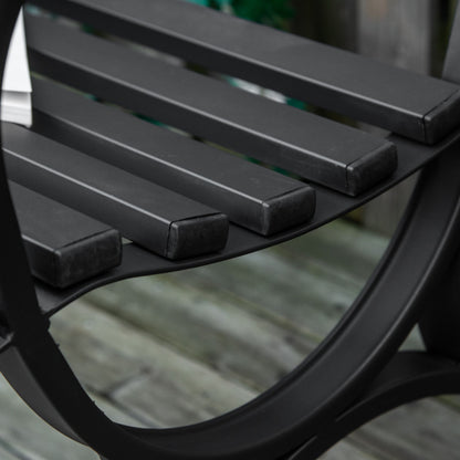 2-Seater Garden Bench with Backrest and Armrests Vintage Style for Terrace Balcony Patio Outdoor Load 240 kg Cast Iron and Steel 128x58.5x85 cm Black