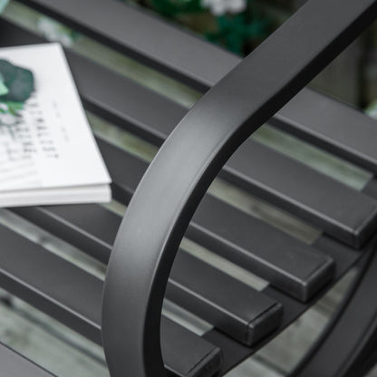 2-Seater Garden Bench with Backrest and Armrests Vintage Style for Terrace Balcony Patio Outdoor Load 240 kg Cast Iron and Steel 128x58.5x85 cm Black