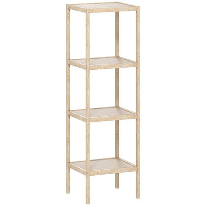 Bathroom Shelf Storage, Bamboo 4-Tier Bathroom Furniture, Storage Shelf, dim. 33 x 31 x 110 cm, natural