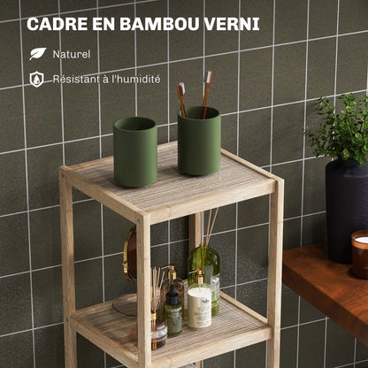 Bathroom Shelf Storage, Bamboo 4-Tier Bathroom Furniture, Storage Shelf, dim. 33 x 31 x 110 cm, natural