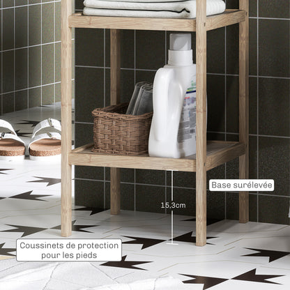 Bathroom Shelf Storage, Bamboo 4-Tier Bathroom Furniture, Storage Shelf, dim. 33 x 31 x 110 cm, natural