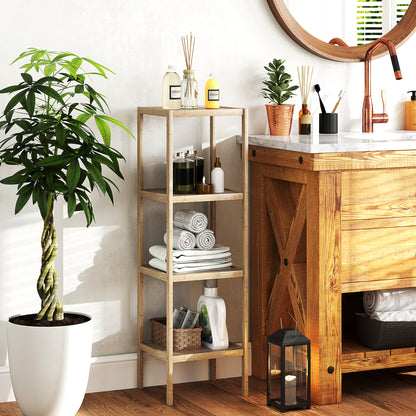 Bathroom Shelf Storage, Bamboo 4-Tier Bathroom Furniture, Storage Shelf, dim. 33 x 31 x 110 cm, natural