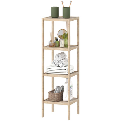 Bathroom Shelf Storage, Bamboo 4-Tier Bathroom Furniture, Storage Shelf, dim. 33 x 31 x 110 cm, natural