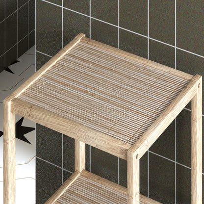 Bathroom Shelf Storage, Bamboo 4-Tier Bathroom Furniture, Storage Shelf, dim. 33 x 31 x 110 cm, natural