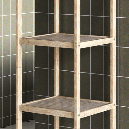 Bathroom Shelf Storage, Bamboo 4-Tier Bathroom Furniture, Storage Shelf, dim. 33 x 31 x 110 cm, natural