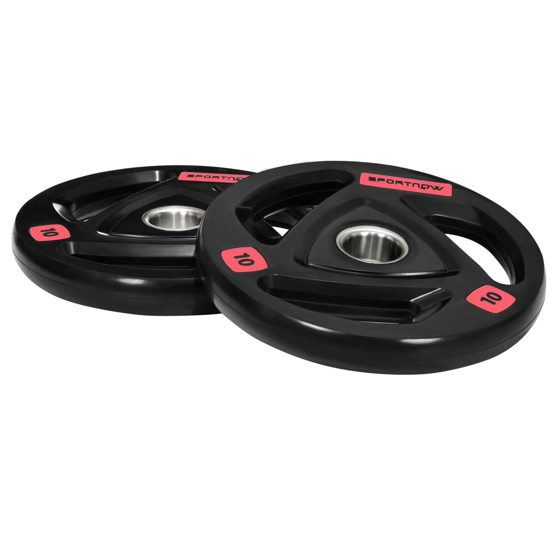 SPORTNOW Set of 2 Cast Iron Weight Plates Ø32x4.5 cm 10 kg Rubber Coated Weight Plates with 5 cm Hole for Barbell or Dumbbells Fitness in Home Gym Black