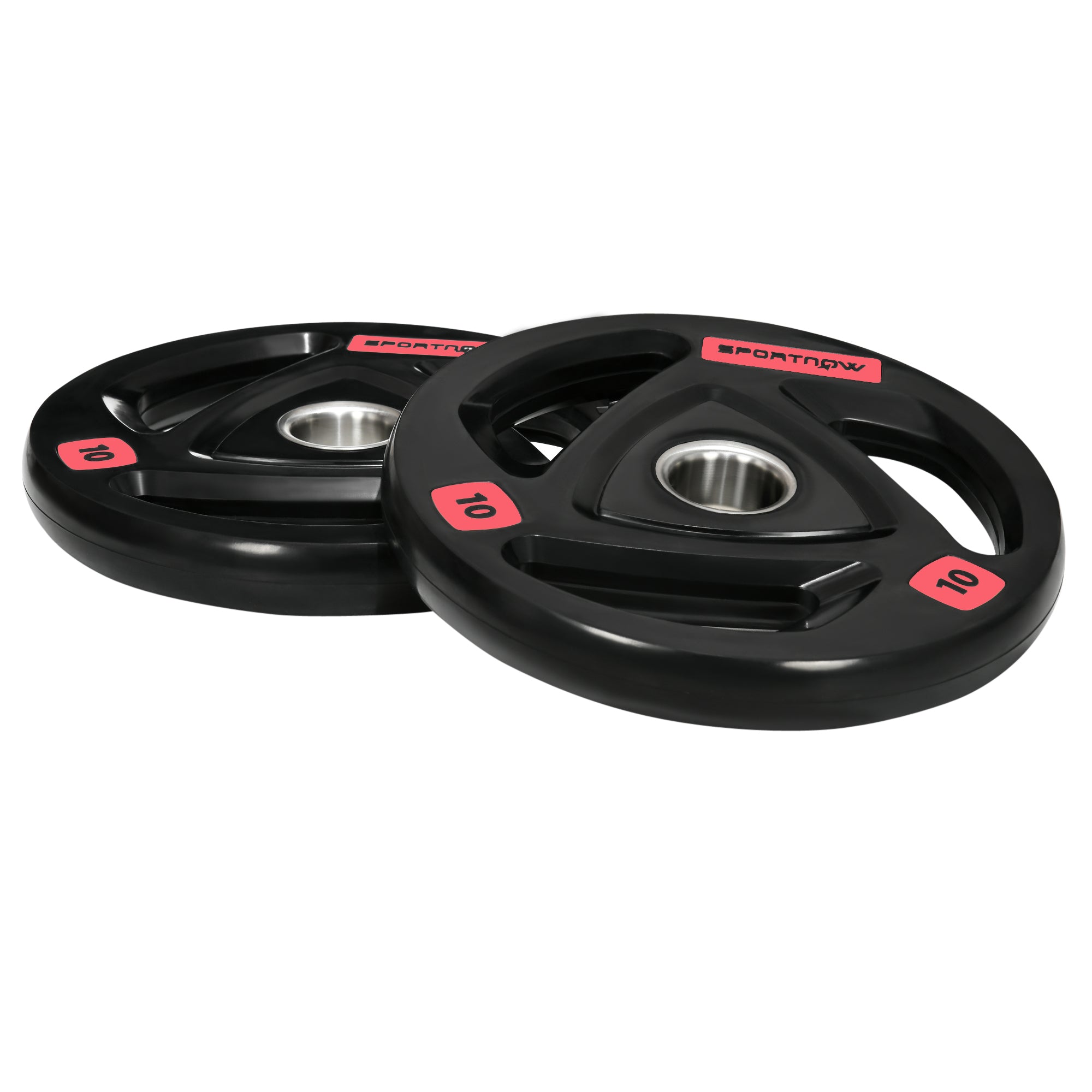 SPORTNOW Set of 2 Cast Iron Weight Plates Ø32x4.5 cm 10 kg Rubber Coated Weight Plates with 5 cm Hole for Barbell or Dumbbells Fitness in Home Gym Black