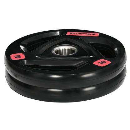 SPORTNOW Set of 2 Cast Iron Weight Plates Ø32x4.5 cm 10 kg Rubber Coated Weight Plates with 5 cm Hole for Barbell or Dumbbells Fitness in Home Gym Black