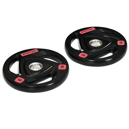 SPORTNOW Set of 2 Cast Iron Weight Plates Ø32x4.5 cm 10 kg Rubber Coated Weight Plates with 5 cm Hole for Barbell or Dumbbells Fitness in Home Gym Black