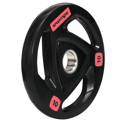 SPORTNOW Set of 2 Cast Iron Weight Plates Ø32x4.5 cm 10 kg Rubber Coated Weight Plates with 5 cm Hole for Barbell or Dumbbells Fitness in Home Gym Black