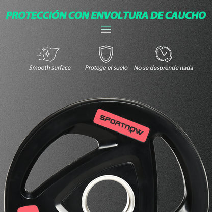 SPORTNOW Set of 2 Cast Iron Weight Plates Ø32x4.5 cm 10 kg Rubber Coated Weight Plates with 5 cm Hole for Barbell or Dumbbells Fitness in Home Gym Black