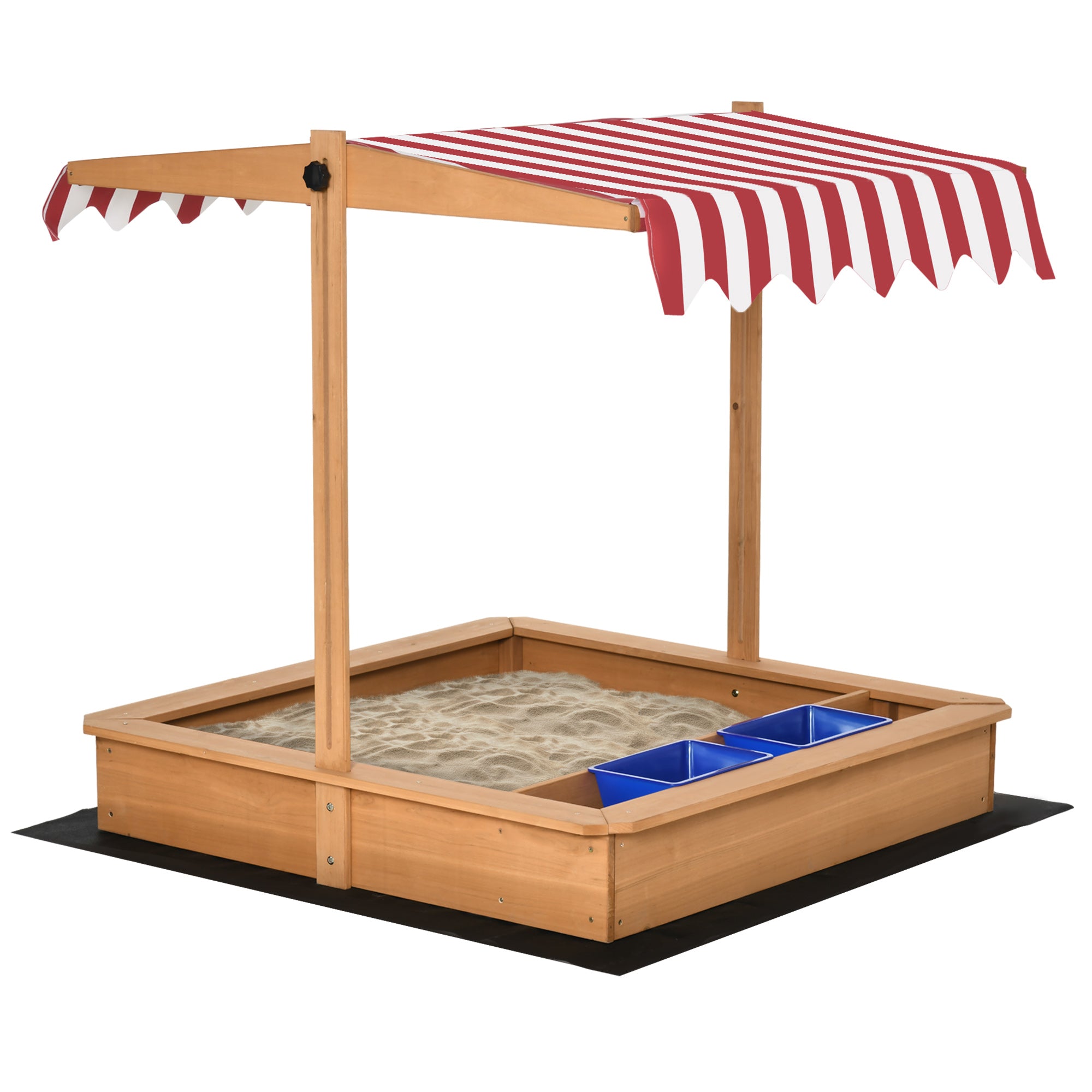 Sandpit Sandpit Wooden Bottomless Design Mud Area for Children 3-7 Years Sandbox with Cover Roof for Garden Terrace Beach Outdoor Yellow 107.5 x 107.5 x 110 cm