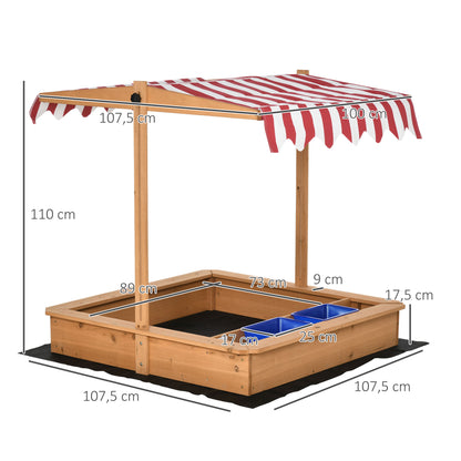 Sandpit Sandpit Wooden Bottomless Design Mud Area for Children 3-7 Years Sandbox with Cover Roof for Garden Terrace Beach Outdoor Yellow 107.5 x 107.5 x 110 cm