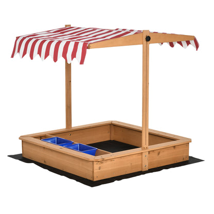 Sandpit Sandpit Wooden Bottomless Design Mud Area for Children 3-7 Years Sandbox with Cover Roof for Garden Terrace Beach Outdoor Yellow 107.5 x 107.5 x 110 cm