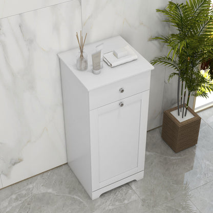 Bathroom Cabinet with Folding Laundry Basket, Storage Cabinet with Drawer - 40L x 40W x 90.5H cm - White