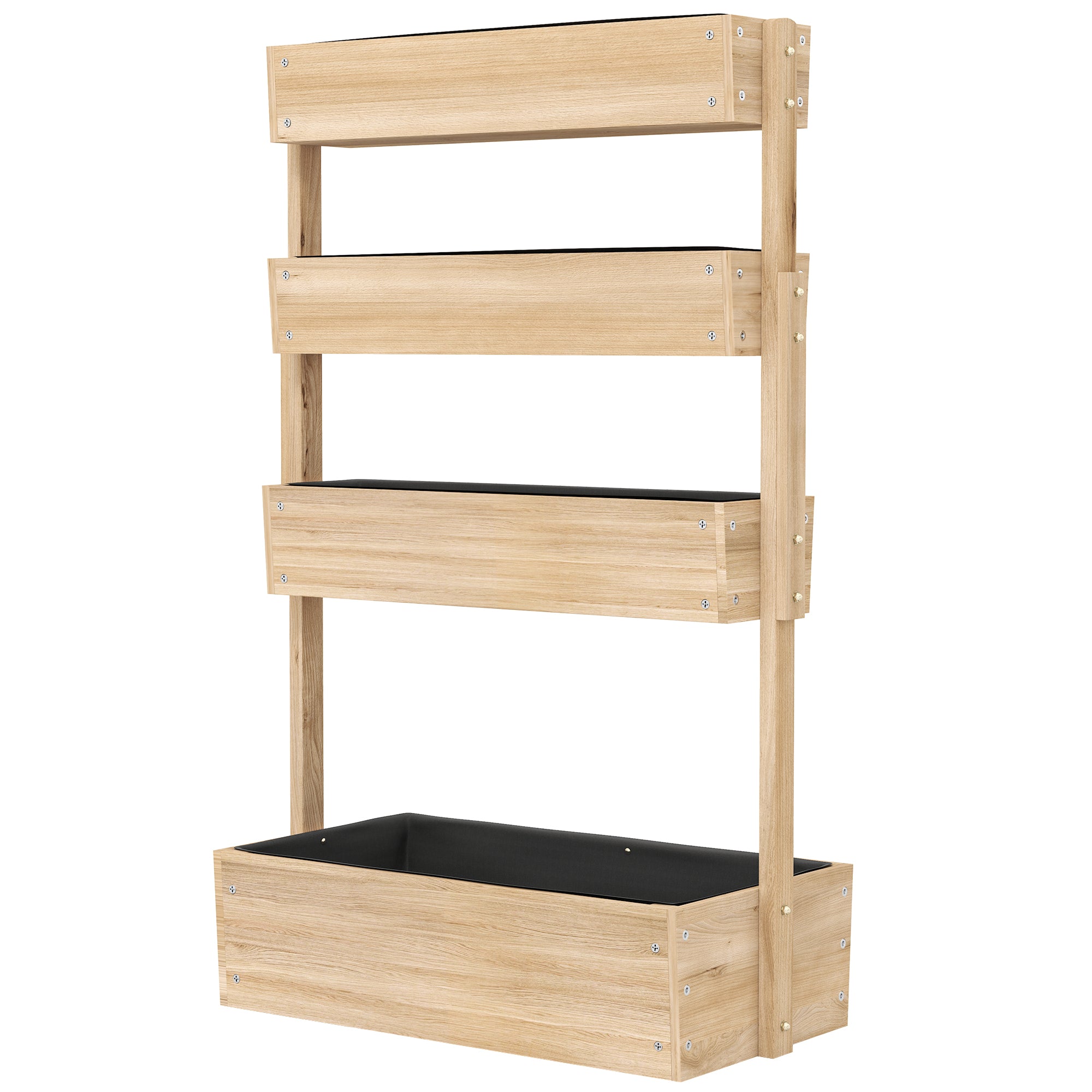 Wooden Raised Garden Bed, 4 Tier Planter Box with Drainage Holes Greenhouse Garden Bed Planter 88.5 x 45 x 140 cm Vegetable Bed for Garden Balcony, Plant Pot for Flowers, Plants, Fruit, Vegetables
