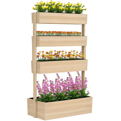 Wooden Raised Garden Bed, 4 Tier Planter Box with Drainage Holes Greenhouse Garden Bed Planter 88.5 x 45 x 140 cm Vegetable Bed for Garden Balcony, Plant Pot for Flowers, Plants, Fruit, Vegetables