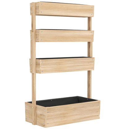 Wooden Raised Garden Bed, 4 Tier Planter Box with Drainage Holes Greenhouse Garden Bed Planter 88.5 x 45 x 140 cm Vegetable Bed for Garden Balcony, Plant Pot for Flowers, Plants, Fruit, Vegetables