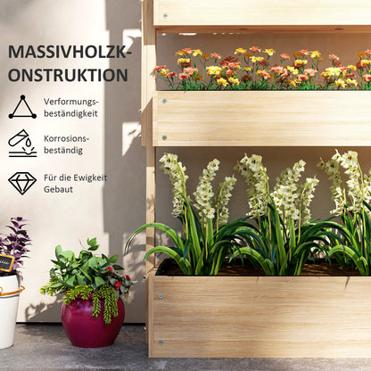 Wooden Raised Garden Bed, 4 Tier Planter Box with Drainage Holes Greenhouse Garden Bed Planter 88.5 x 45 x 140 cm Vegetable Bed for Garden Balcony, Plant Pot for Flowers, Plants, Fruit, Vegetables