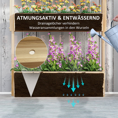 Wooden Raised Garden Bed, 4 Tier Planter Box with Drainage Holes Greenhouse Garden Bed Planter 88.5 x 45 x 140 cm Vegetable Bed for Garden Balcony, Plant Pot for Flowers, Plants, Fruit, Vegetables