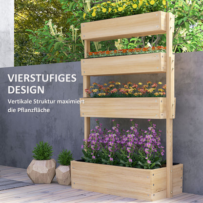 Wooden Raised Garden Bed, 4 Tier Planter Box with Drainage Holes Greenhouse Garden Bed Planter 88.5 x 45 x 140 cm Vegetable Bed for Garden Balcony, Plant Pot for Flowers, Plants, Fruit, Vegetables