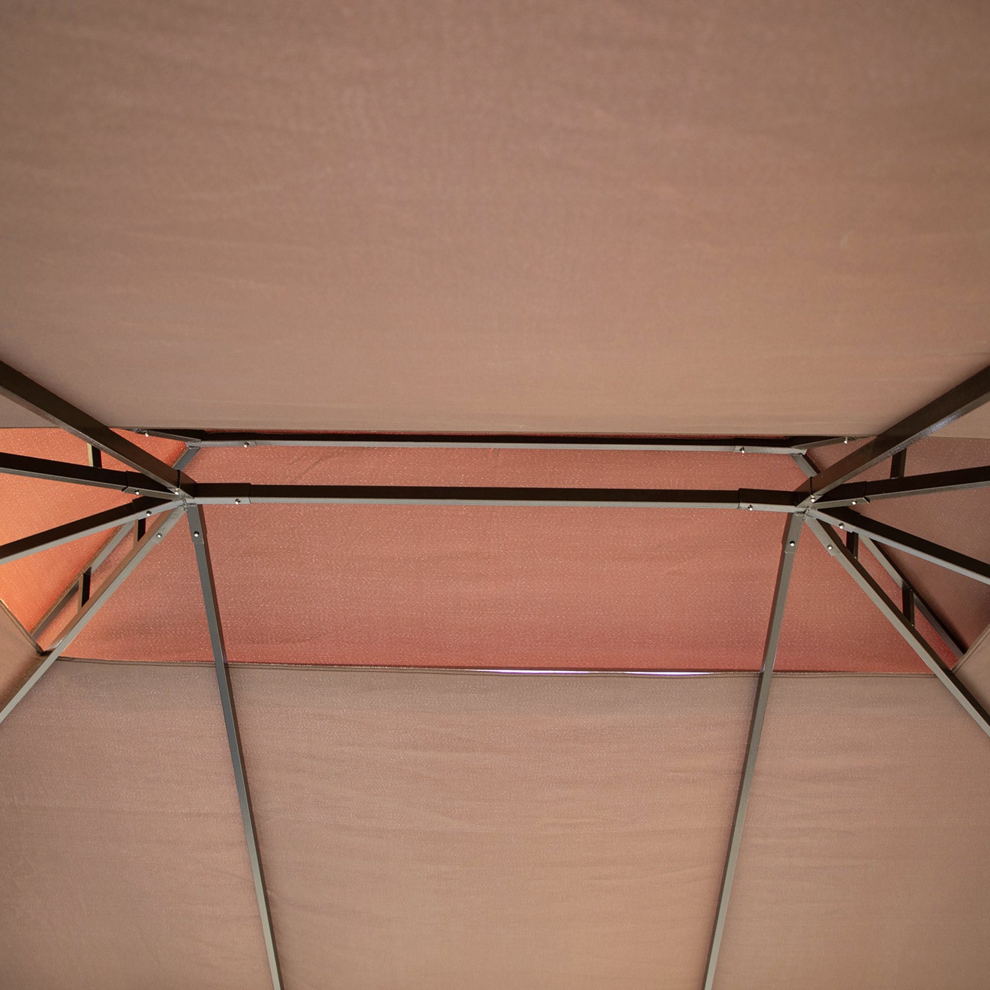 4x3m Aluminum Garden Gazebo with Ventilation Roof 4 Side Curtains 4 Mosquito Nets and 8 Drainage Holes for Outdoor Parties Events Brown