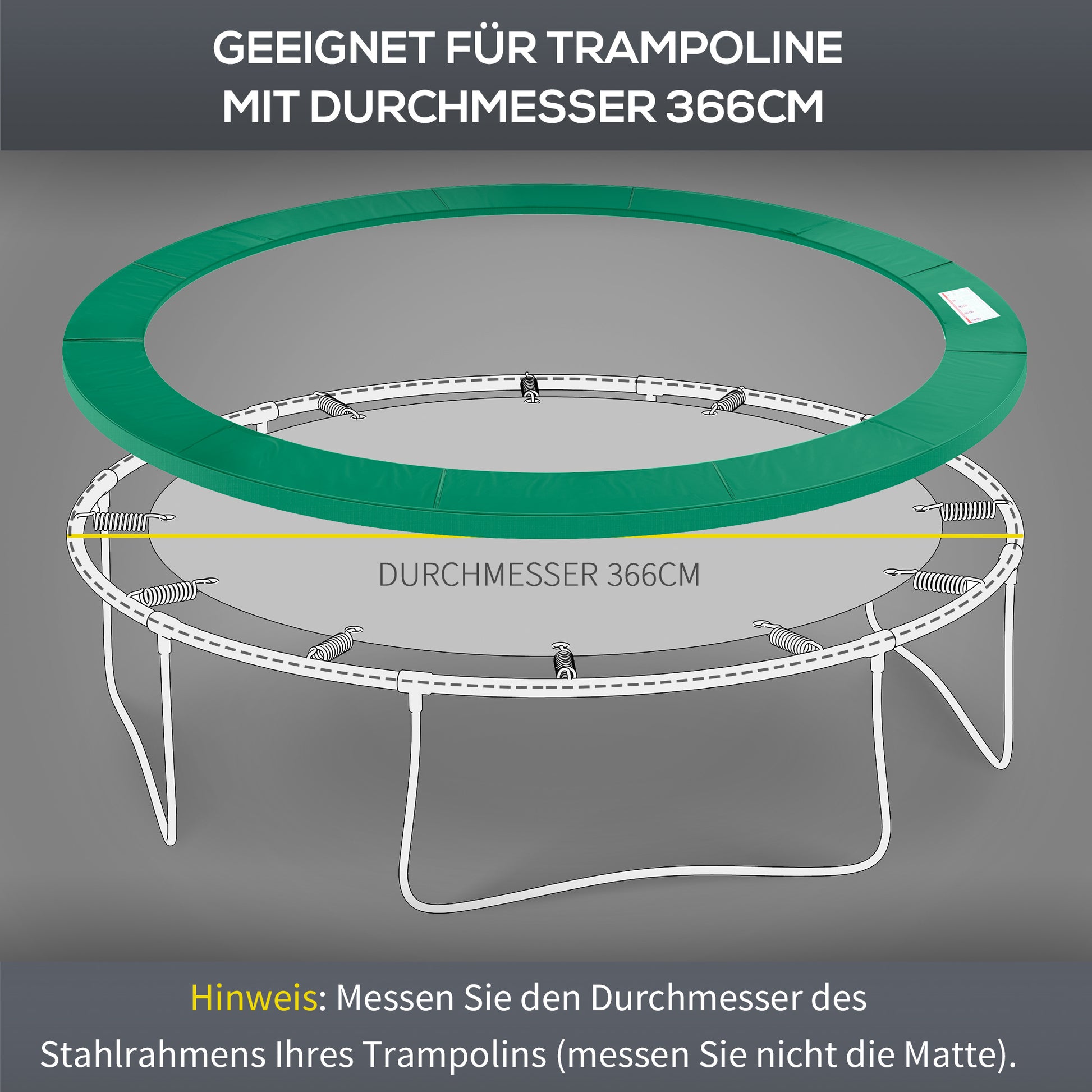 Trampoline Edge Cover Ø366cm cm wide, Tear-resistant UV-resistant Spring Cover, Water-repellent, Trampoline Accessory Edge Protection Safety Net Spare Parts for Garden Trampolines, Green