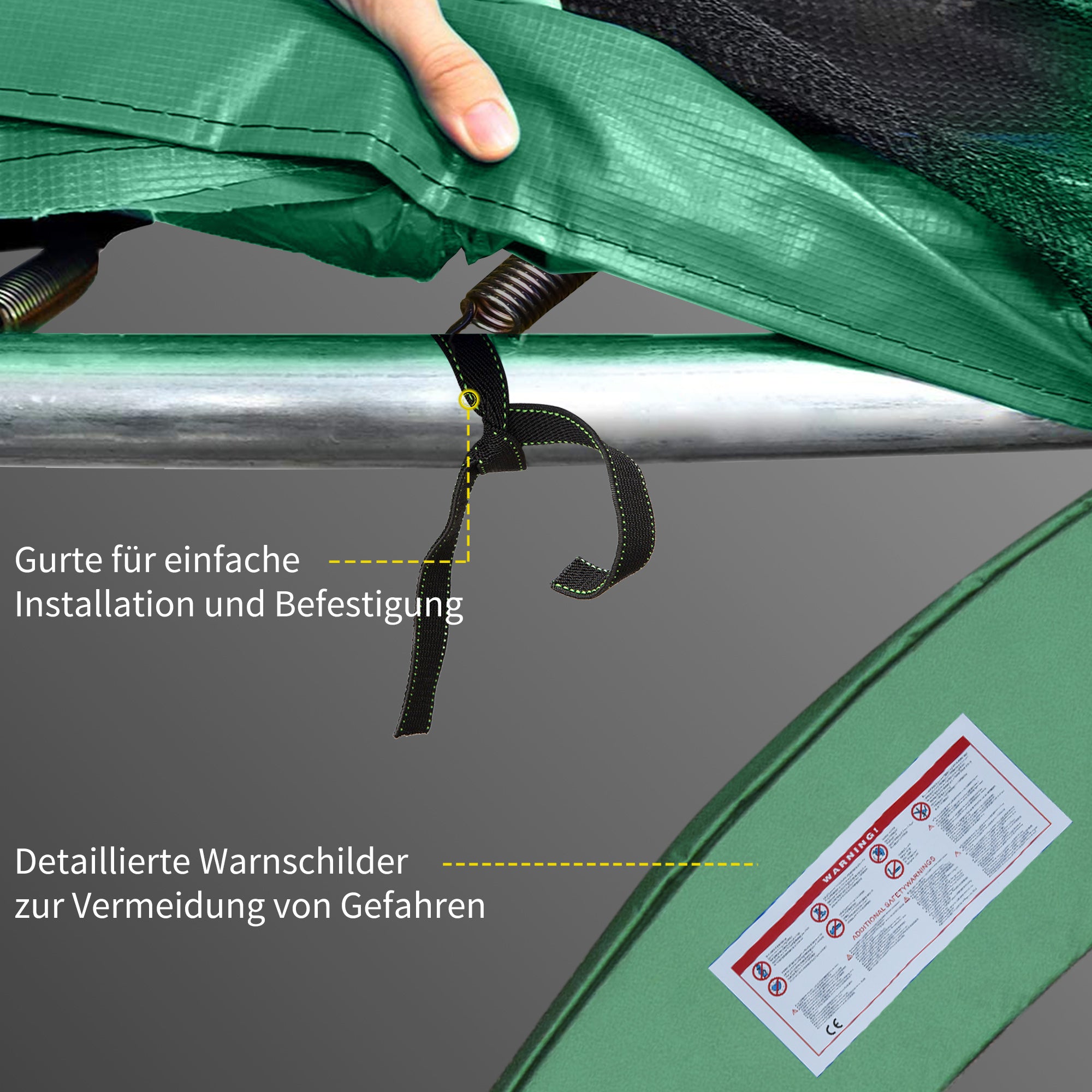 Trampoline Edge Cover Ø366cm cm wide, Tear-resistant UV-resistant Spring Cover, Water-repellent, Trampoline Accessory Edge Protection Safety Net Spare Parts for Garden Trampolines, Green