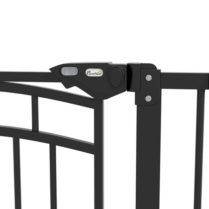 Expandable Dog Safety Gate 74-80 cm, Double Locking, Auto Close, Pressure Mount Stair Gate, 76 cm Height, Black