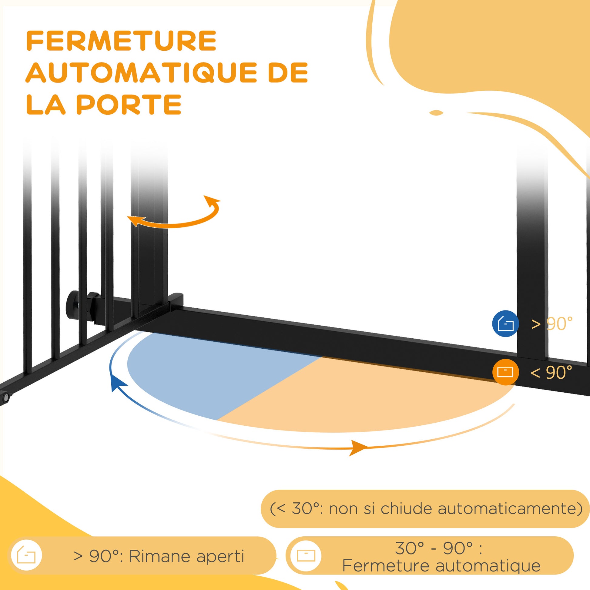 Expandable Dog Safety Gate 74-80 cm, Double Locking, Auto Close, Pressure Mount Stair Gate, 76 cm Height, Black