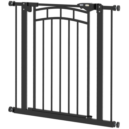 Expandable Dog Safety Gate 74-80 cm, Double Locking, Auto Close, Pressure Mount Stair Gate, 76 cm Height, Black