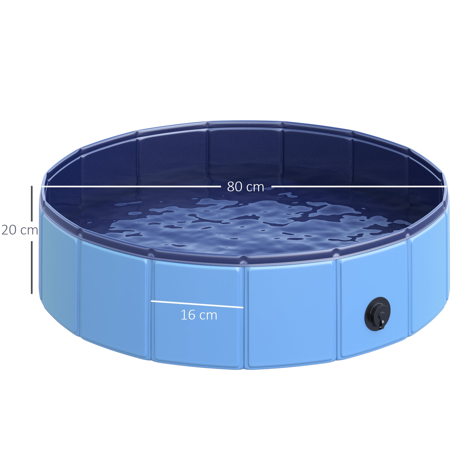 Foldable Dog Bathtub Dog Pool Splash Pool Swimming Pool Water Basin for Dogs and Cats Plastic+Wood Blue Ø80 x H20 cm