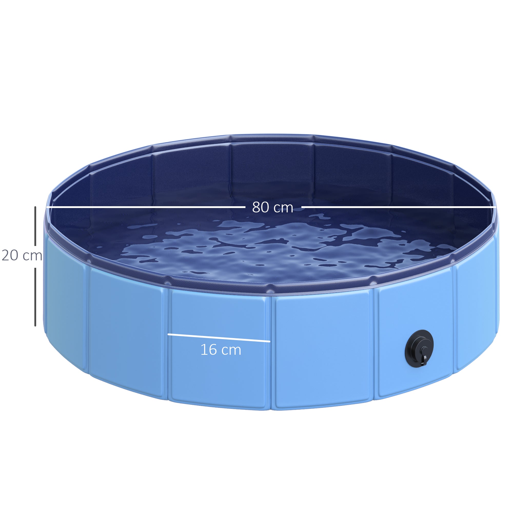 Foldable Dog Bathtub Dog Pool Splash Pool Swimming Pool Water Basin for Dogs and Cats Plastic+Wood Blue Ø80 x H20 cm