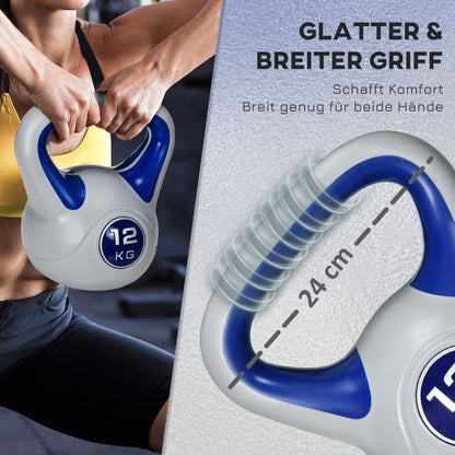 SPORTNOW Kettlebell 12 KG, Floor-Friendly Dumbbell, Swinging Dumbbell for Free Weight Training, Strength Training, Weightlifting, Endurance, Fitness, Blue