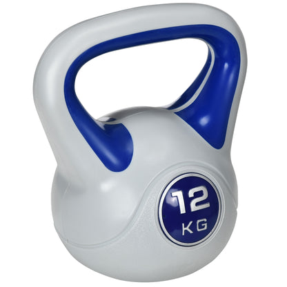 SPORTNOW Kettlebell 12 KG, Floor-Friendly Dumbbell, Swinging Dumbbell for Free Weight Training, Strength Training, Weightlifting, Endurance, Fitness, Blue