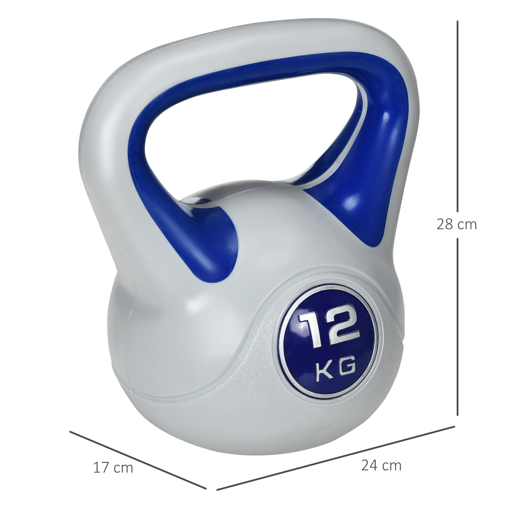 SPORTNOW Kettlebell 12 KG, Floor-Friendly Dumbbell, Swinging Dumbbell for Free Weight Training, Strength Training, Weightlifting, Endurance, Fitness, Blue