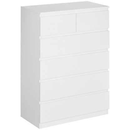 Modern Dresser with 6 Drawers Wooden Chest of Drawers Bedroom Dresser for Entryway Living Room Office Load 50 kg 80x39x115 cm White