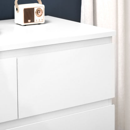 Modern Dresser with 6 Drawers Wooden Chest of Drawers Bedroom Dresser for Entryway Living Room Office Load 50 kg 80x39x115 cm White