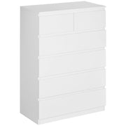 Modern Dresser with 6 Drawers Wooden Chest of Drawers Bedroom Dresser for Entryway Living Room Office Load 50 kg 80x39x115 cm White