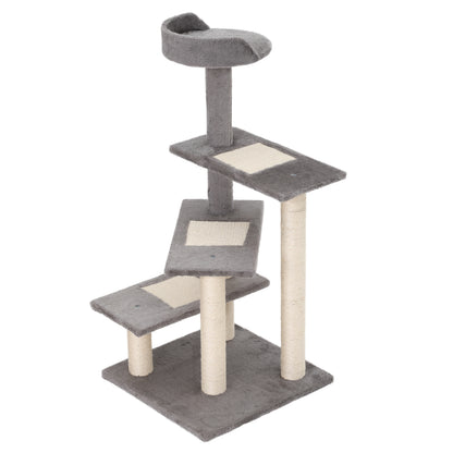 Cat Tree Cat Scratching Post Playhouse Cat Climbing Tree Stairs 5 Layers Beige Grey 48.5 x 48.5 x 100 cm (LxWxH)